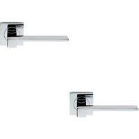 2x PAIR Flat Squared Bar Handle on Square Rose Concealed Fix Polished Chrome