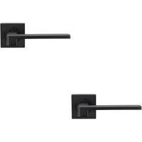 2x PAIR Flat Squared Bar Handle on Square Rose Concealed Fix Matt Black