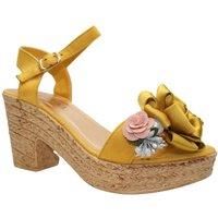 IVACHY Women's Floral & Pearl Espadrille Style Platform Wedge Party Sandals in Yellow | Size: 5