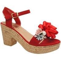 IVACHY Women's Floral & Pearl Espadrille Style Platform Wedge Party Sandals in Red | Size: 6