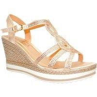 IVACHY Women's Crystal Sparkling Shine Espadrille Style Platform Wedge Sandals in Rose Gold | Size: 7