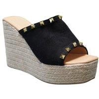 IVACHY Women's Summer Open Toe Espadrille Sandals in Black | Size: 5