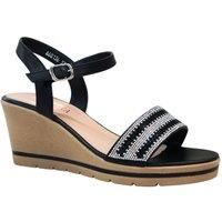 IVACHY Women's Shiny Sparkling Diamante with Buckle Closure Platform Wedge Sandals in Black | Size: 3