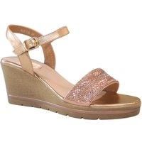 IVACHY Women's Shiny Sparkling Diamante with Buckle Closure Platform Wedge Sandals in Rose Gold | Size: 4