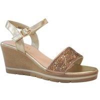 IVACHY Women's Shiny Sparkling Diamante with Buckle Closure Platform Wedge Sandals in Gold | Size: 7.5