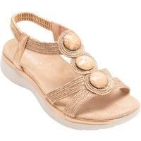 IVACHY Women's Boho Chic Wedge Sandals with Rhinestone Accents in Rose Gold | Size: 7.5