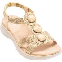 IVACHY Women's Boho Chic Wedge Sandals with Rhinestone Accents in Gold | Size: 4