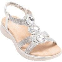 IVACHY Women's Boho Chic Wedge Sandals with Rhinestone Accents in Silver | Size: 7