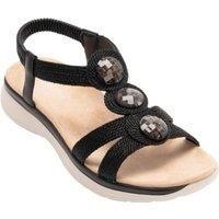 IVACHY Women's Boho Chic Wedge Sandals with Rhinestone Accents in Black | Size: 3