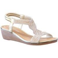 IVACHY Women's Comfort Sandals| 4cm Heel, Sparkling Adjustable Elastic Band in Gold | Size: 6