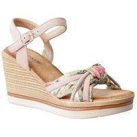 IVACHY Women's Wedge Sandals - Floral Tropical Design in Pink | Size: 7