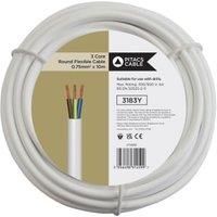 Pitacs 3183Y White 3 Core Round Flexible Cable - 0.75mm - 10m