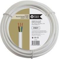White 3 Core Round Flexible Cable 3183Y - 1.0mm2 x 10m