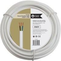 White 3 Core Round Flexible Cable 3183Y - 1.5mm2 x 10m