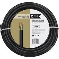 Black 3 Core Round Flexible Cable 3183Y - 1.5mm2 x 10m