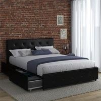 Dorel Home Dakota Faux Leather Double Bed With Storage - Black