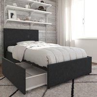 Novogratz NG Kelly Bed with Storage Dark GRY Linen Single UK