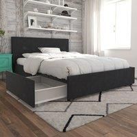 Novogratz Ng Kelly Bed Storage Dark Grey Linen Double