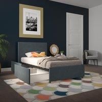 NG Kelly Bed with Storage Navy Linen Single UK