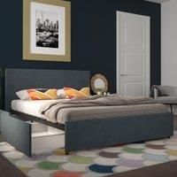 NG Kelly Bed Storage Navy Linen Double UK 2BX