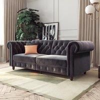 DHP Felix Chesterfield Sofa Bed Velvet Grey