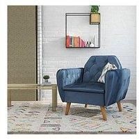 Teresa Accent Chair Memory Foam Armchair Blue Velvet By Novogratz