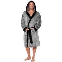 CityComfort Luxury Super Soft Men Dressing Gown Mens Bathrobe, (Black/Grey, XL)