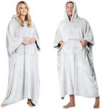 CityComfort Women Oversized Blanket Hoodie Fleece Giant Wearable Throw for Adults (Light Grey)