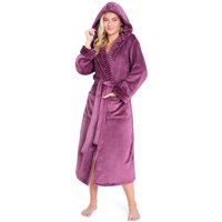 CityComfort Ladies Dressing Gown Fluffy Super Soft Hooded Bathrobe for Women Plush Fleece Perfect Loungewear Long Robe (S, Orchid)