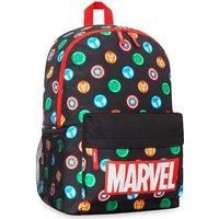 Marvel Kids Backpack, School Bag with Zipped Front Pocket - Boys Gifts (Black AOP)