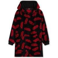 Stranger Things Blanket Hoodie for Adults and Teenagers - Cosy Oversized Fleece Hoodie One Size Sherpa Hood - Gifts for Her (Black/Red)