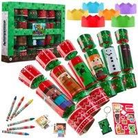 Minecraft Christmas Crackers Pack of 6 Creeper Crackers for Kids with Gifts Keychain Crayons Stickers Gamer Gifts