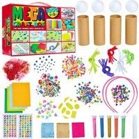 Arts and Crafts for Kids 1000+ Pieces - Pom Poms, Pipe Cleaners, Tissue Paper, Gem Stickers, Shredded Paper, Craft Sticks - Art Supplies Craft Kits for Kids