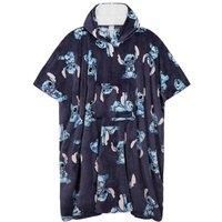 Disney Stitch Blanket Hoodie for Women and Teenagers - Cosy Oversized Fleece Poncho One Size Sherpa Hood - Stitch Gifts Navy