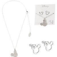 Disney Stitch Girls Jewellery Set, Friendship Necklace Earrings Bracelet Rings - Stitch Gifts (Silver Mickey)