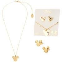 Disney Stitch Girls Jewellery Set, Friendship Necklace Earrings Bracelet Rings - Stitch Gifts (Gold Mickey)