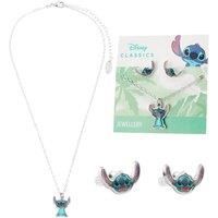 Disney Stitch Girls Jewellery Set, Friendship Necklace Earrings Bracelet Rings - Stitch Gifts (Silver Stitch)