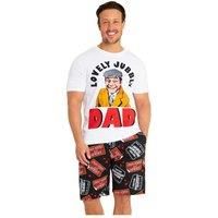 Only Fools and Horses Short Mens Pyjama Set, Lounge Wear - Dad Gifts (White/Black, XL)