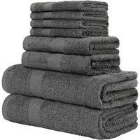 CityComfort Towel Set of 8, 100% Cotton 550GSM Highly Absorbent Quick Dry Bathroom Towels with Bath Towels, Hand Towels, Face Cloths Super Soft (Grey)