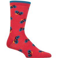 Mens 1 Pair Thought Teri Bamboo Bike Socks Hibiscus Red 7-11