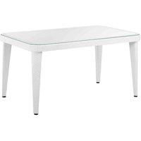 Dellonda Outdoor Dining Table Weather Resistant PP/Fibreglass, 90x150cm (W x H), White - DG210