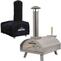 Dellonda Portable Wood-Fired Pizza Oven and Smoking Oven, Stainless Steel, Supplied with Weatherproof Cover/Carry Bag - DG219