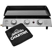 Dellonda 3 Burner Portable Gas Plancha 7.5kW BBQ Griddle, Supplied with PVC Cover, Stainless Steel - DG233