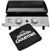 Dellonda 2 Burner Portable Gas Plancha 5kW BBQ Griddle, Includes PVC Cover, Stainless Steel - DG232