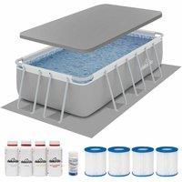 Dellonda 13ft Deluxe Steel Frame Swimming Pool Rectangular with Accessories - DL139