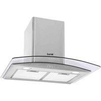 Baridi 60cm Curved Glass Cooker Hood & Carbon Filters, Stainless Steel - DH128