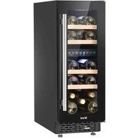 Baridi 17 Bottle Dual Zone Slim Built-In 30cm Wine Cooler, Touch Screen Controls, Wooden Shelves, LED, Black - DH204