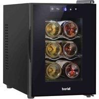 Baridi 6 Bottle Wine Cooler, Thermoelectric, 5-18°C, Touch Control, Table Top - DH217