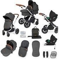 Ickle Bubba Stomp Luxe Aio, I-Size & Isofix Base - Silver / Charcoal Grey / Tan
