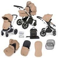 Ickle Bubba Stomp Luxe 2 In 1 Pushchair & Carrycot - Silver Desert Black
